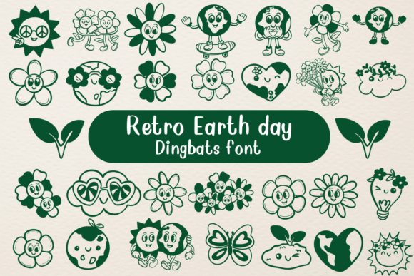 Retro Earth Day: A Sketch-Style Dingbats Font for Natural, Handmade Charm