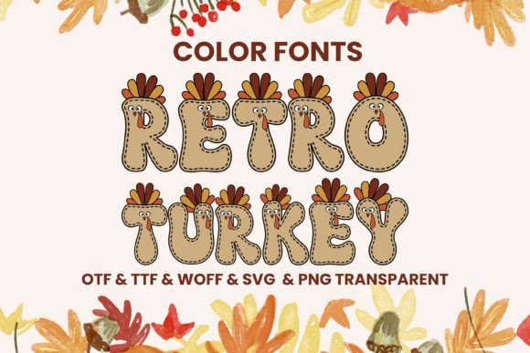 Retro Turkey: A Playful Color Font for Thanksgiving Designs